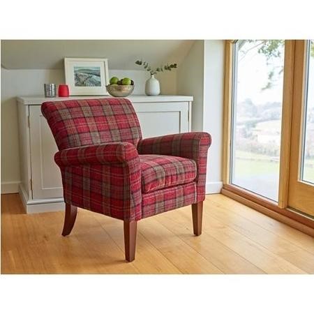 Balmoral Accent Chair in Red Tartan Check Fabric Furniture123