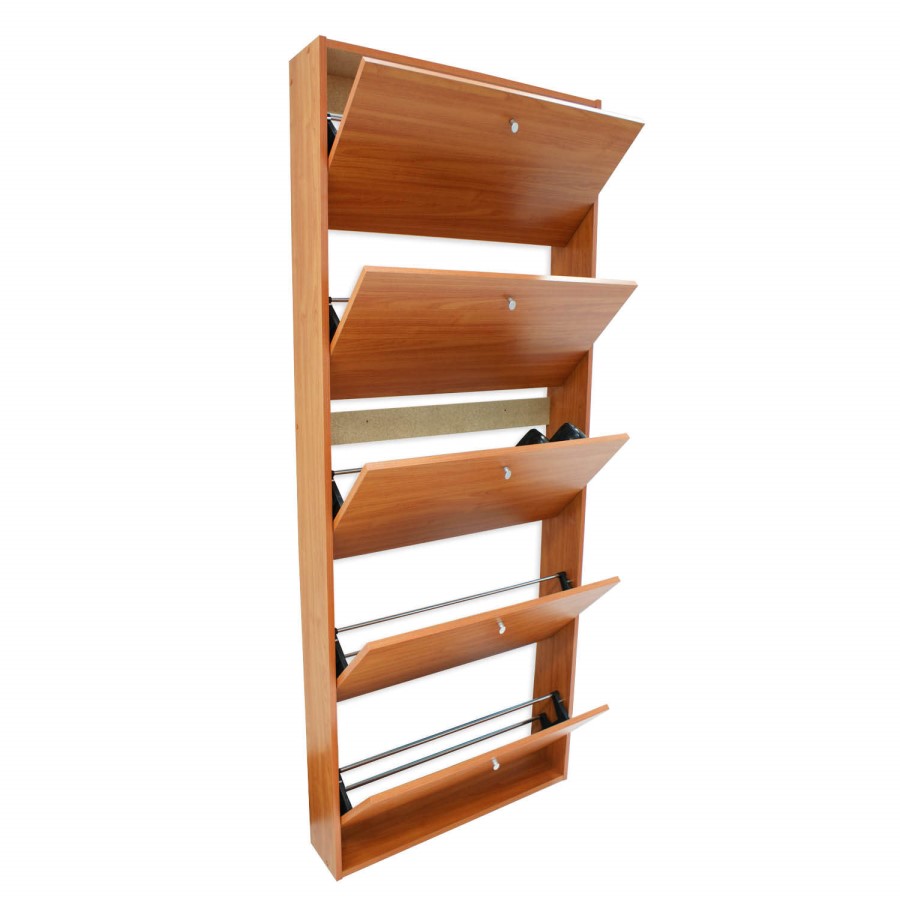 Billi Mercury 5 Tier Shoe Cabinet in Cherry - 15 Pairs