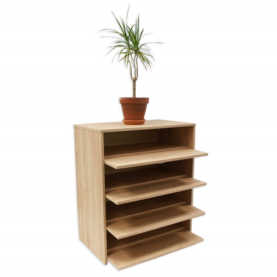 Billi Oak 4 Tier Shoe Cabinet  - 16 Pairs 