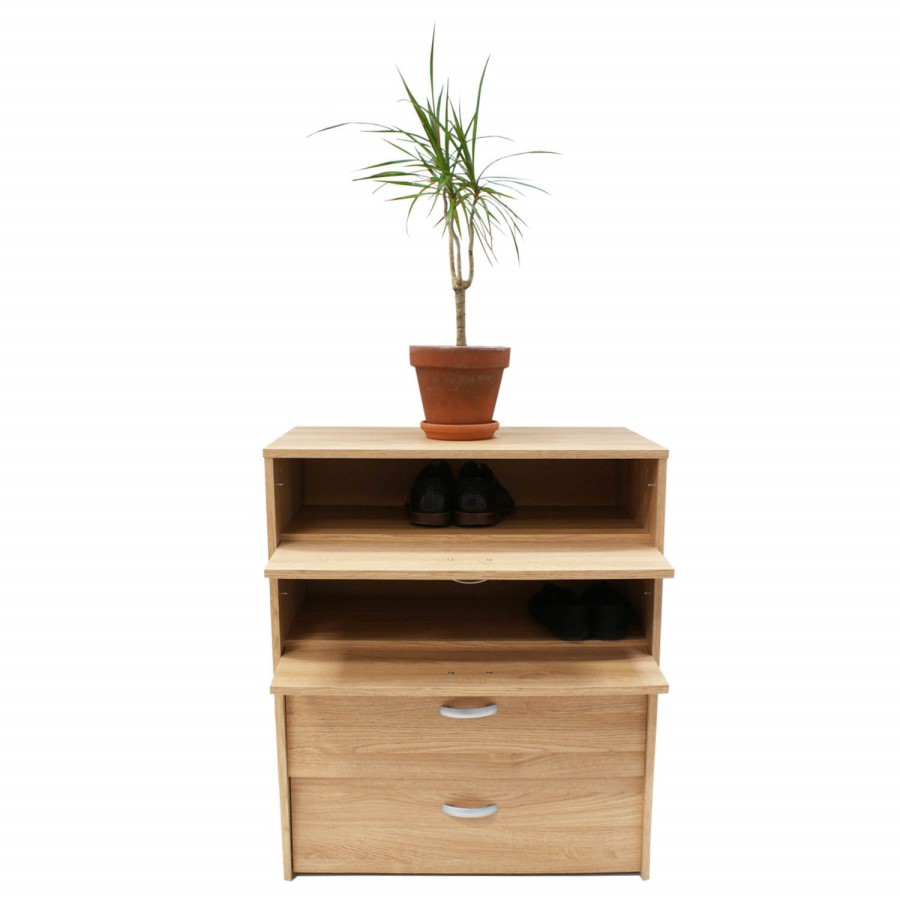 Billi Oak 4 Tier Shoe Cabinet  - 16 Pairs 