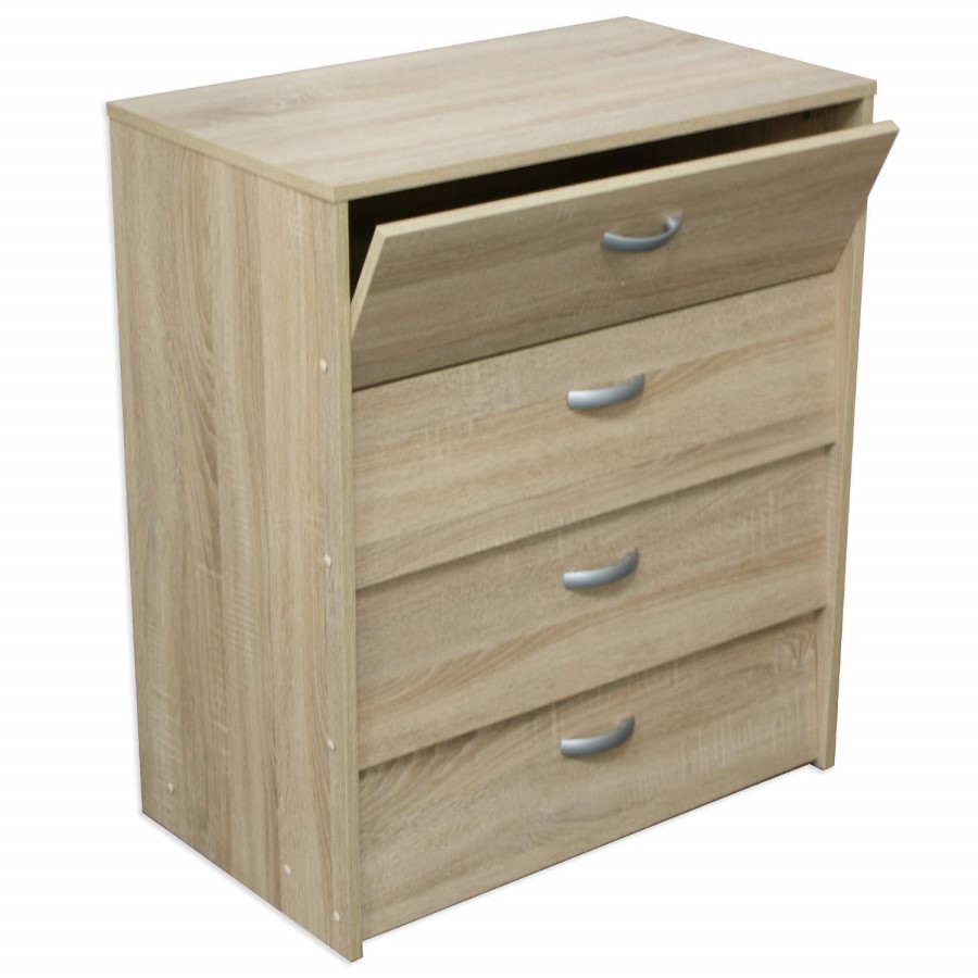 Billi 4 Tier Shoe Cabinet in Oak - 16 Pairs 