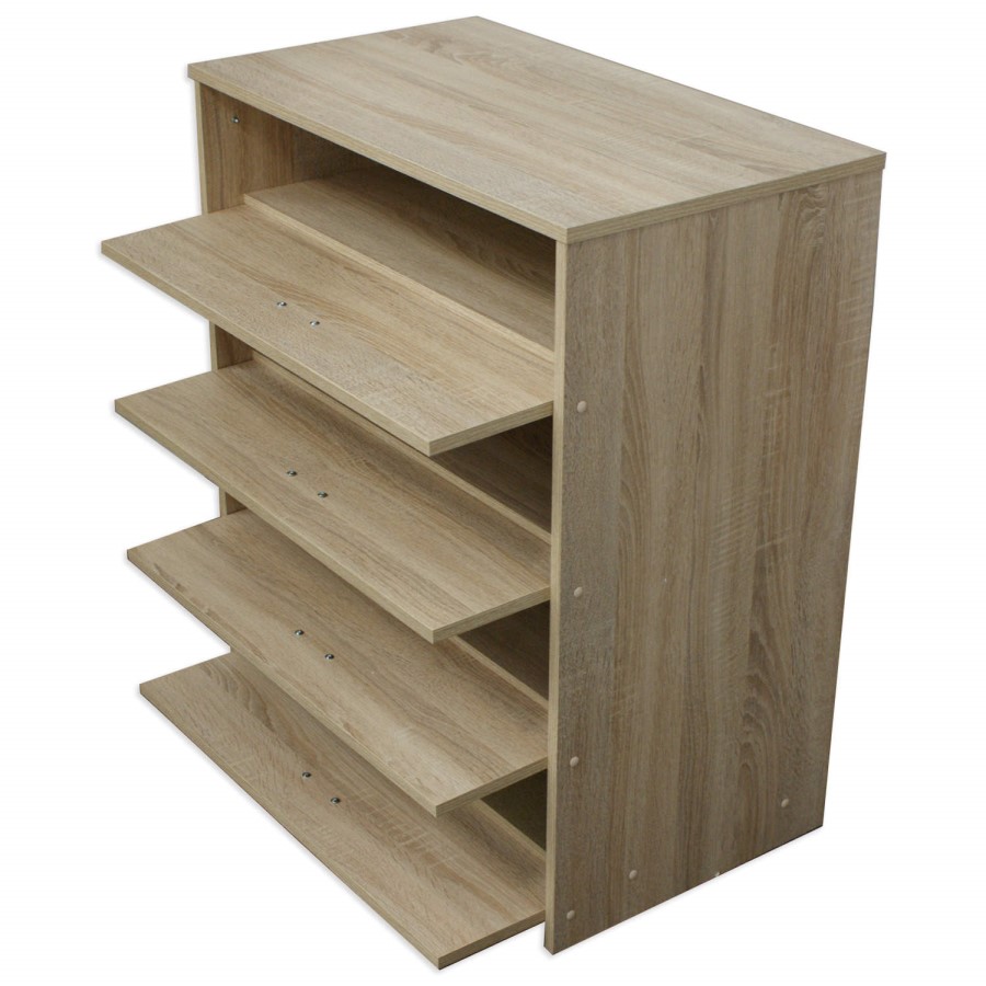 Billi 4 Tier Shoe Cabinet in Oak - 16 Pairs 