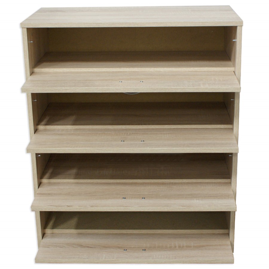 Billi 4 Tier Shoe Cabinet in Oak - 16 Pairs 
