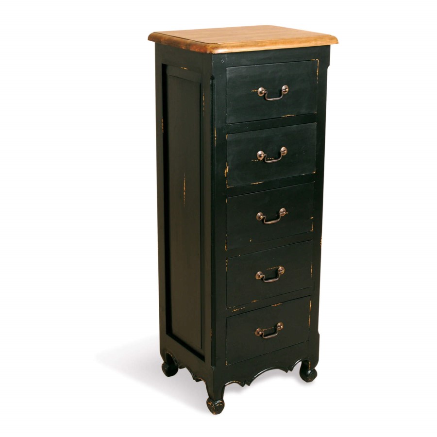 GRADE A3 - Signature North 5 Drawer Tallboy in Antique Black