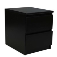 Billi Mia 2 Drawer Bedside Table In Black Woodgrain 