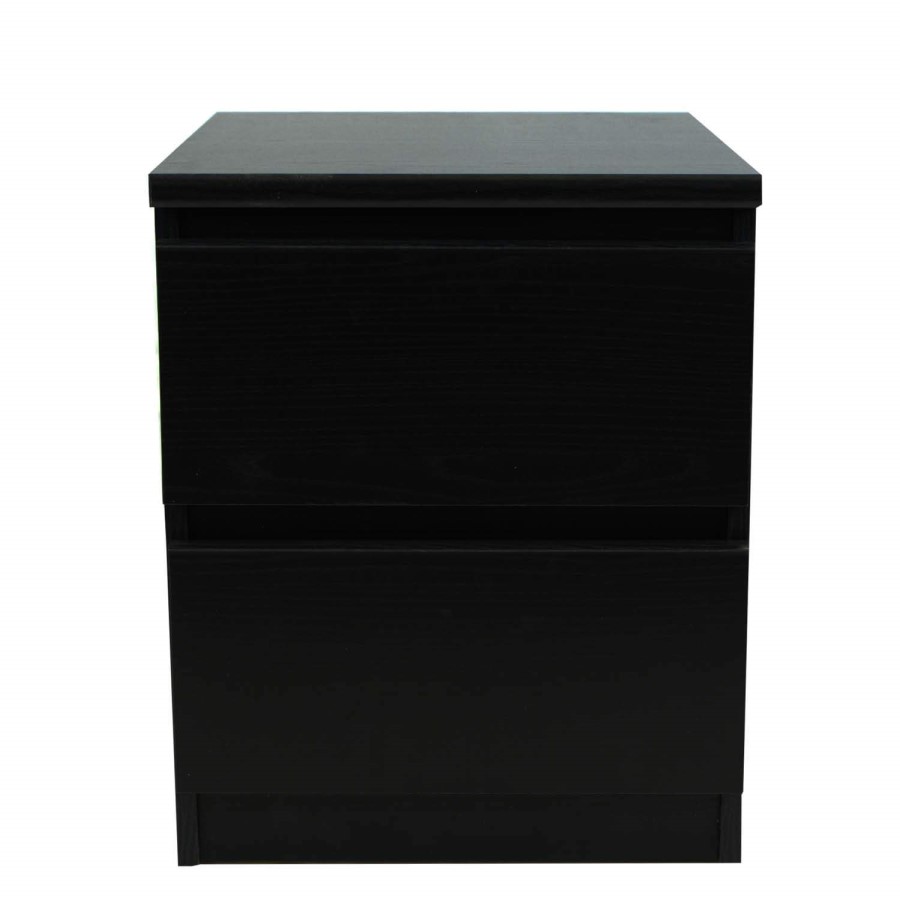 Billi Mia 2 Drawer Bedside Table In Black Woodgrain 