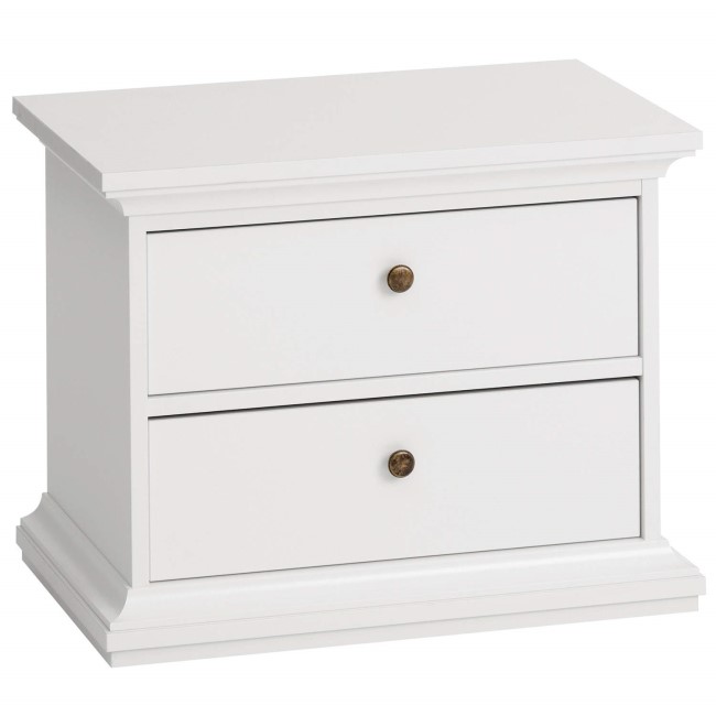 Paris 2 Drawer Bedside Table in White