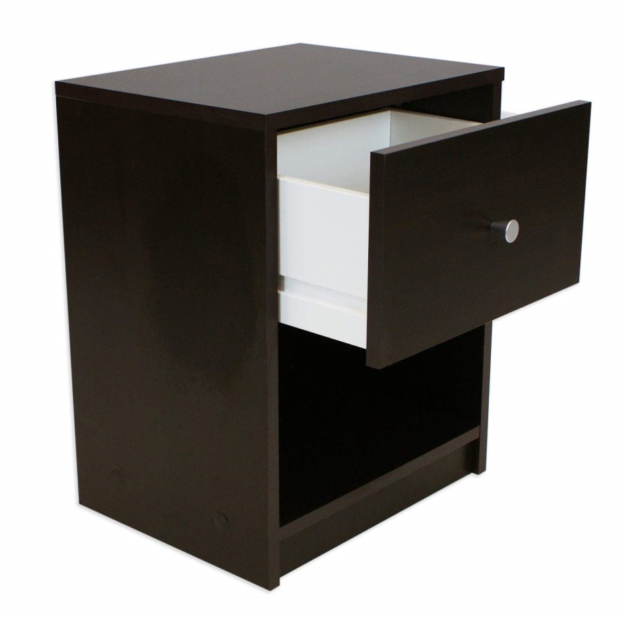 Billi June 1 Drawer Bedside Table in Coffee
