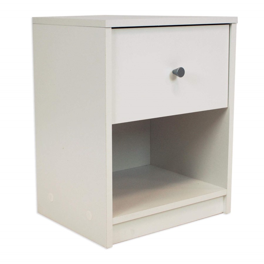 Billi June 1 Drawer Bedside Table in White