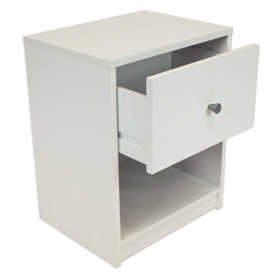 Billi June 1 Drawer Bedside Table in White