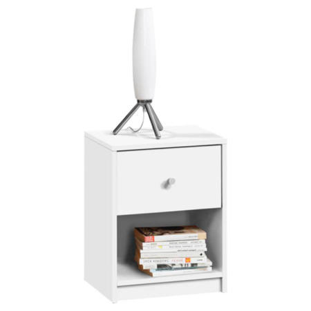 Billi June 1 Drawer Bedside Table in White