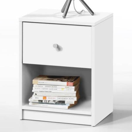 Billi June 1 Drawer Bedside Table in White
