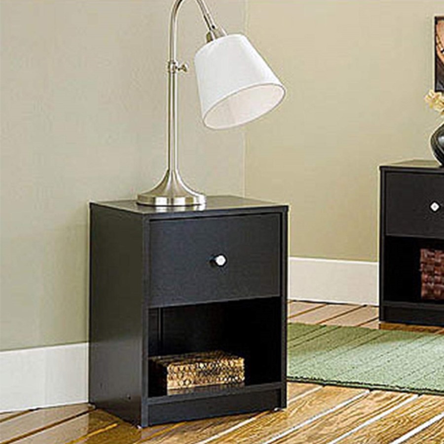 Billi June 1 Drawer Bedside Table In Black