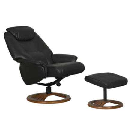 Oslo Bonded Leather Swivel Recliner & Footstool in Chocolate