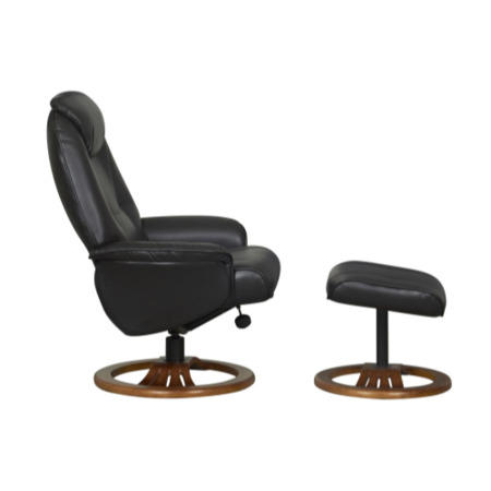 Oslo Bonded Leather Swivel Recliner & Footstool in Chocolate