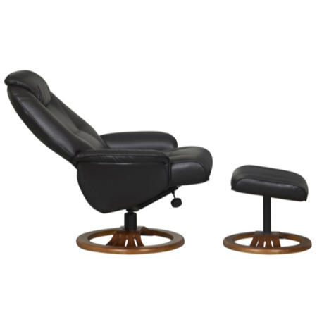 Oslo Bonded Leather Swivel Recliner & Footstool in Chocolate