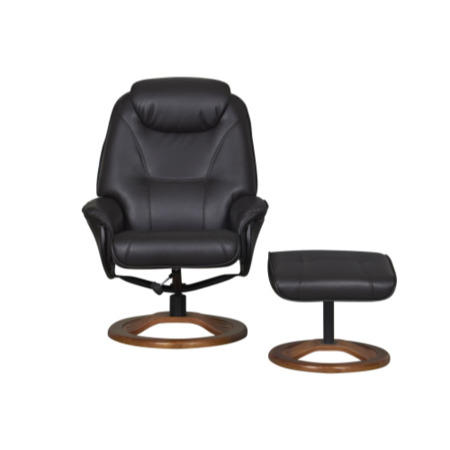 Oslo Bonded Leather Swivel Recliner & Footstool in Chocolate