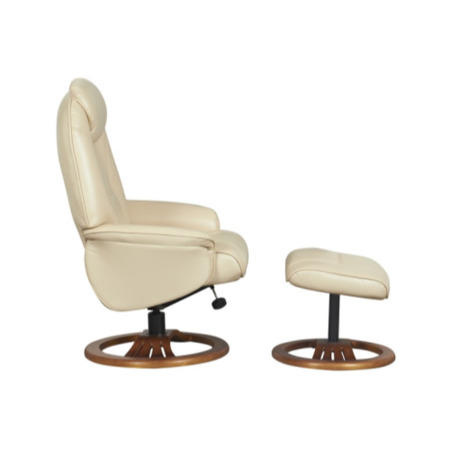 Oslo Bonded Leather Swivel Recliner & Footstool in Cream