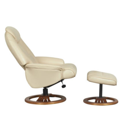 Oslo Bonded Leather Swivel Recliner & Footstool in Cream