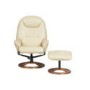 Oslo Bonded Leather Swivel Recliner & Footstool in Cream