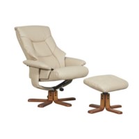 Global Furniture Alliance  Bejing Faux Leather Swivel Recliner & Footstool with Massage in Café Latt