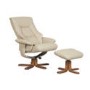 Global Furniture Alliance  Bejing Faux Leather Swivel Recliner & Footstool with Massage in Café Latt