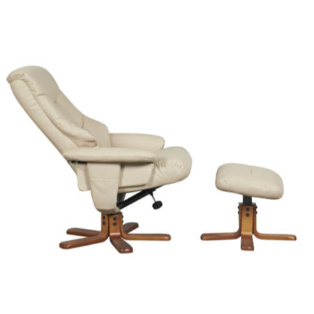 Global Furniture Alliance  Bejing Faux Leather Swivel Recliner & Footstool with Massage in Café Latt