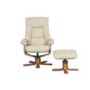 Global Furniture Alliance  Bejing Faux Leather Swivel Recliner & Footstool with Massage in Café Latt