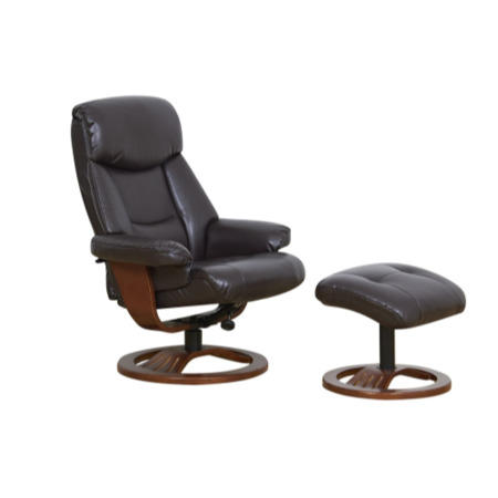 York Bonded Leather Swivel Recliner & Footstool in Chocolate