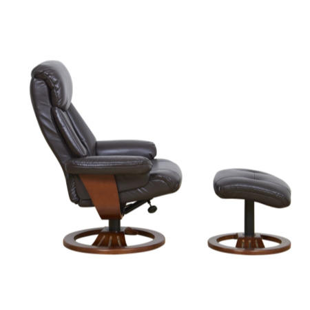 York Bonded Leather Swivel Recliner & Footstool in Chocolate