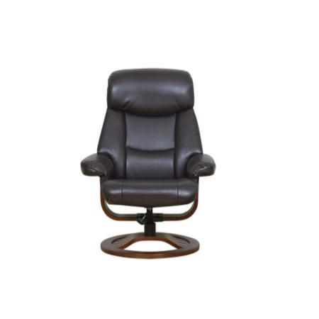 York Bonded Leather Swivel Recliner & Footstool in Chocolate