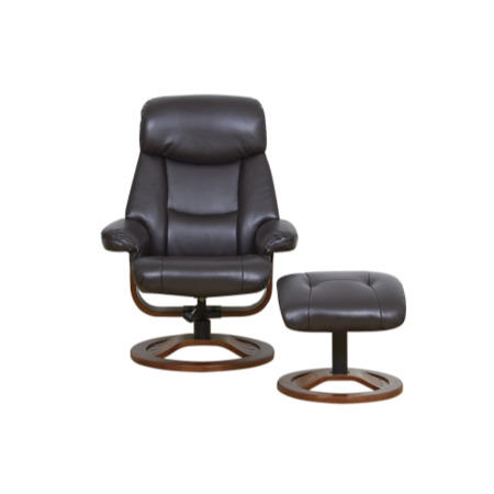 York Bonded Leather Swivel Recliner & Footstool in Chocolate