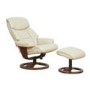 York Bonded Leather Swivel Recliner & Footstool in Cream