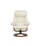 York Bonded Leather Swivel Recliner & Footstool in Cream