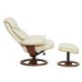 York Bonded Leather Swivel Recliner & Footstool in Cream