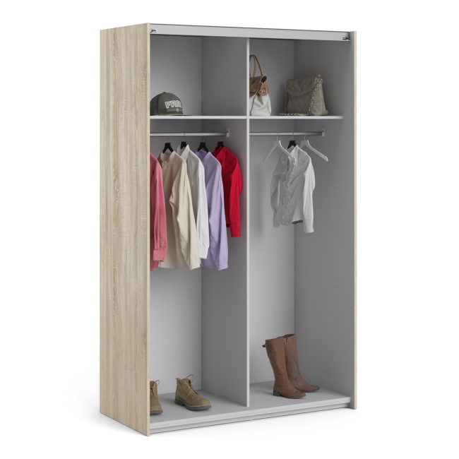 Tall White and Oak 2 Door Sliding Wardrobe - Verona