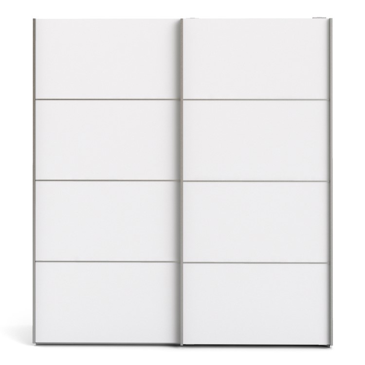 Tall White 2 Door Sliding Wardrobe with Shelves - Verona