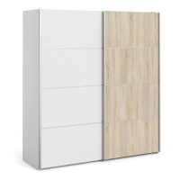 Verona Oak and White 2 Door Sliding Wardrobe - 180cm