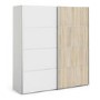Verona Oak and White 2 Door Sliding Wardrobe - 180cm