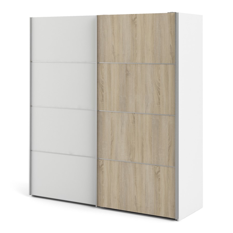 Verona Oak and White 2 Door Sliding Wardrobe - 180cm