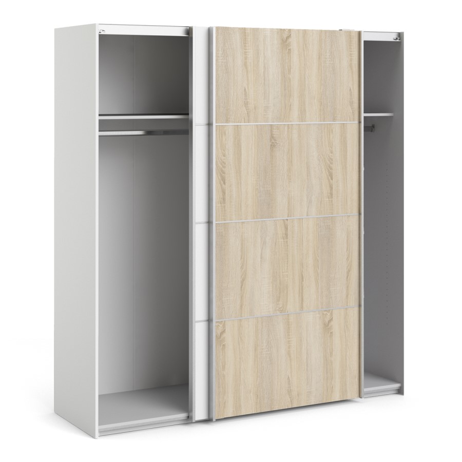 Verona Oak and White 2 Door Sliding Wardrobe - 180cm