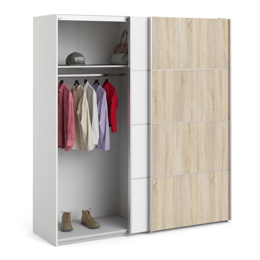 Verona Oak and White 2 Door Sliding Wardrobe - 180cm