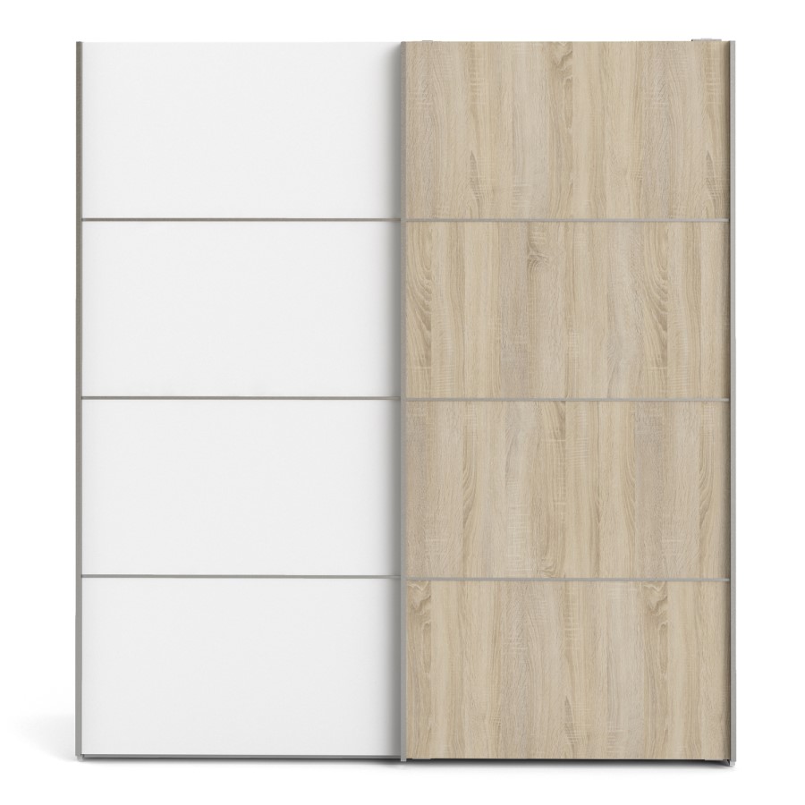 Verona Oak and White 2 Door Sliding Wardrobe - 180cm