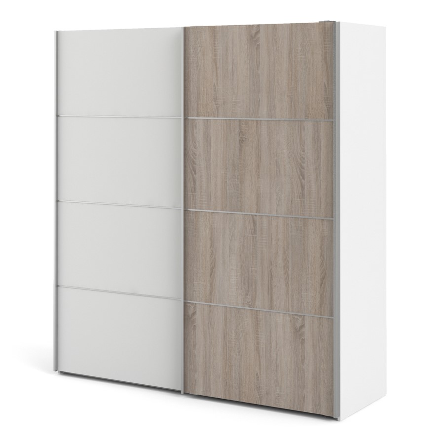 Verona Truffle Oak and White 2 Door Sliding Wardrobe - 180cm