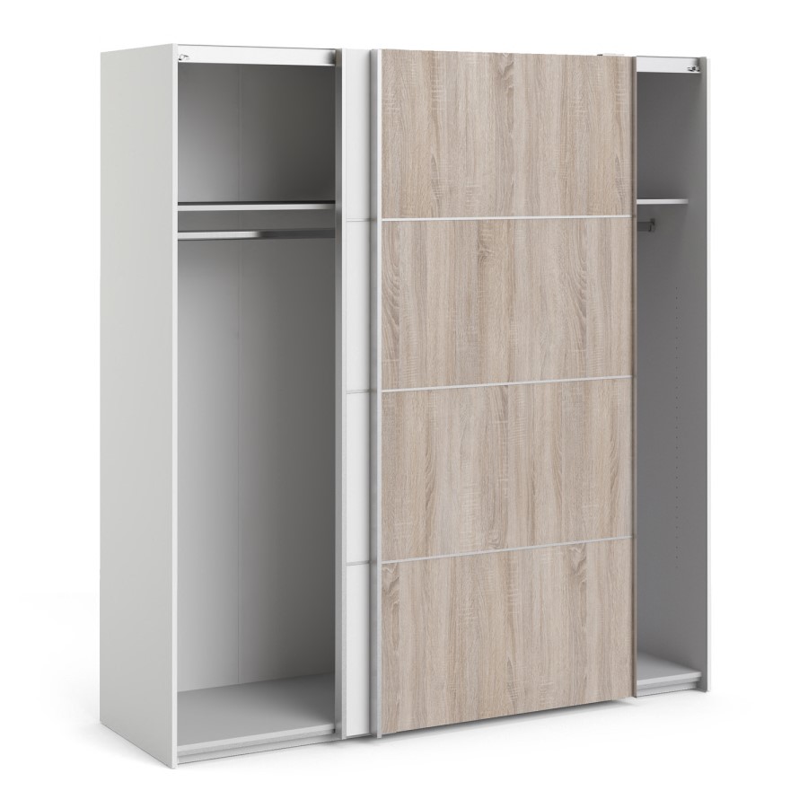 Verona Truffle Oak and White 2 Door Sliding Wardrobe - 180cm