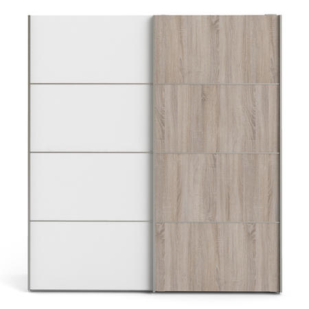 Verona Truffle Oak and White 2 Door Sliding Wardrobe - 180cm