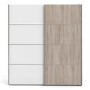 Verona Truffle Oak and White 2 Door Sliding Wardrobe - 180cm