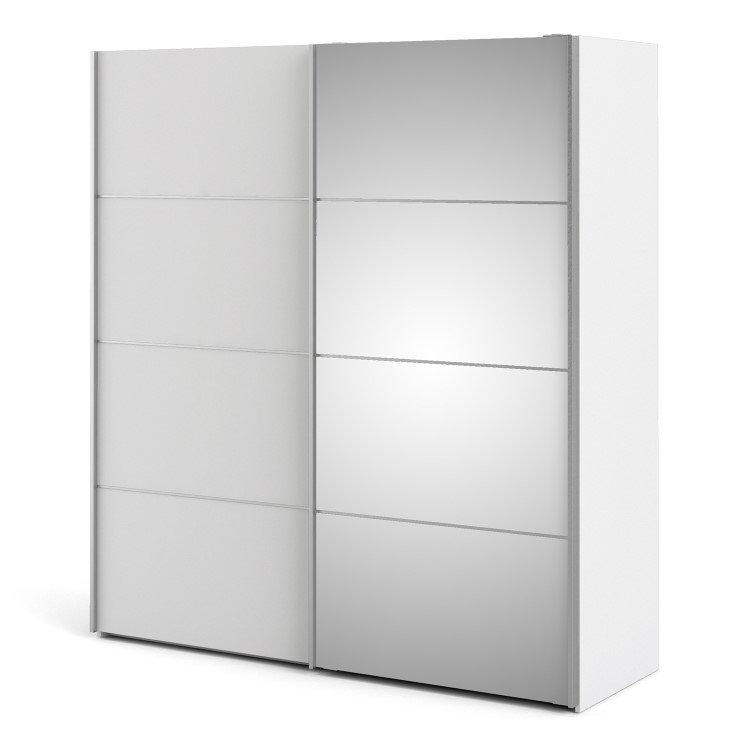 Tall White 2 Door Sliding Mirrored Wardrobe - Verona