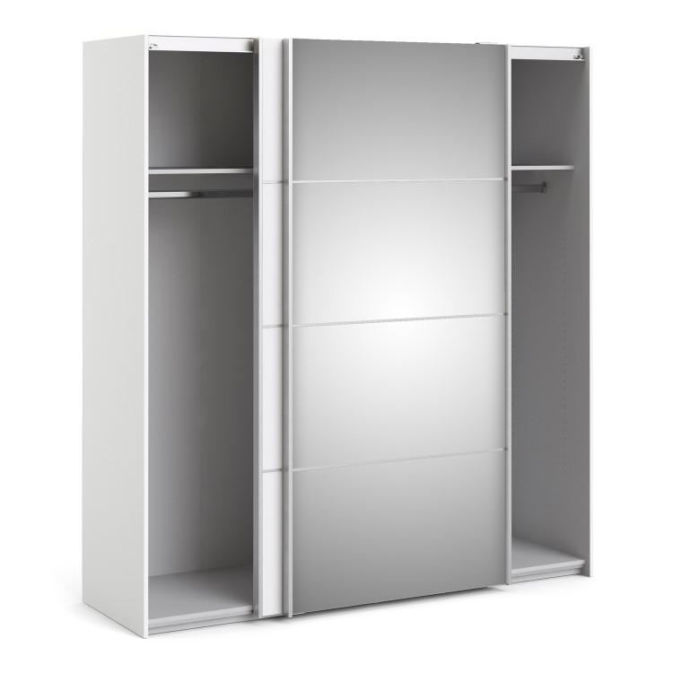 Tall White 2 Door Sliding Mirrored Wardrobe - Verona