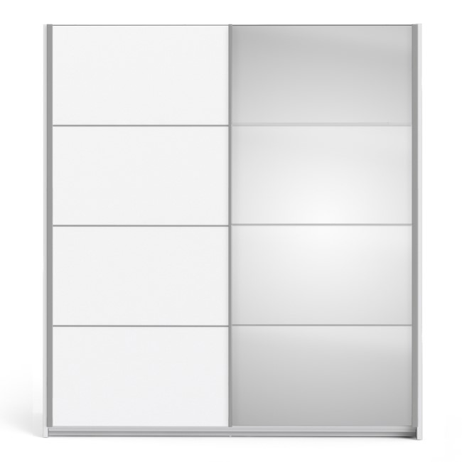 Tall White 2 Door Sliding Mirrored Wardrobe - Verona